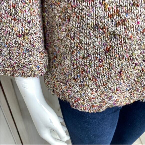 Coldwater Creek Rainbow Confetti Cardigan Sweater Small Beige 3/4 Bell Sleeve - Picture 6 of 12